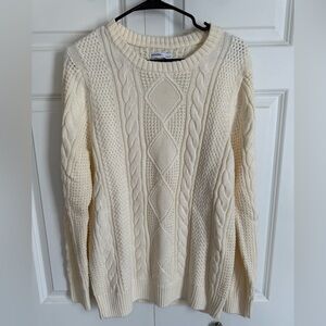 Sonoma Cream Cable Knit Crewneck Sweater